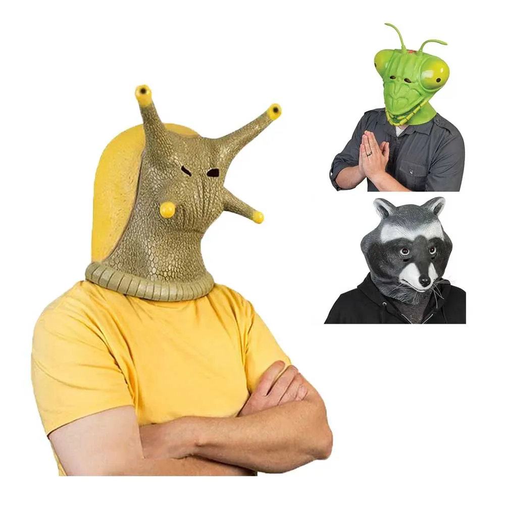 Máscara de Cosplay de cara completa de Caracol Slug, máscara de Animal de látex para Halloween, accesorios de Cosplay de cara feliz, disfraz de