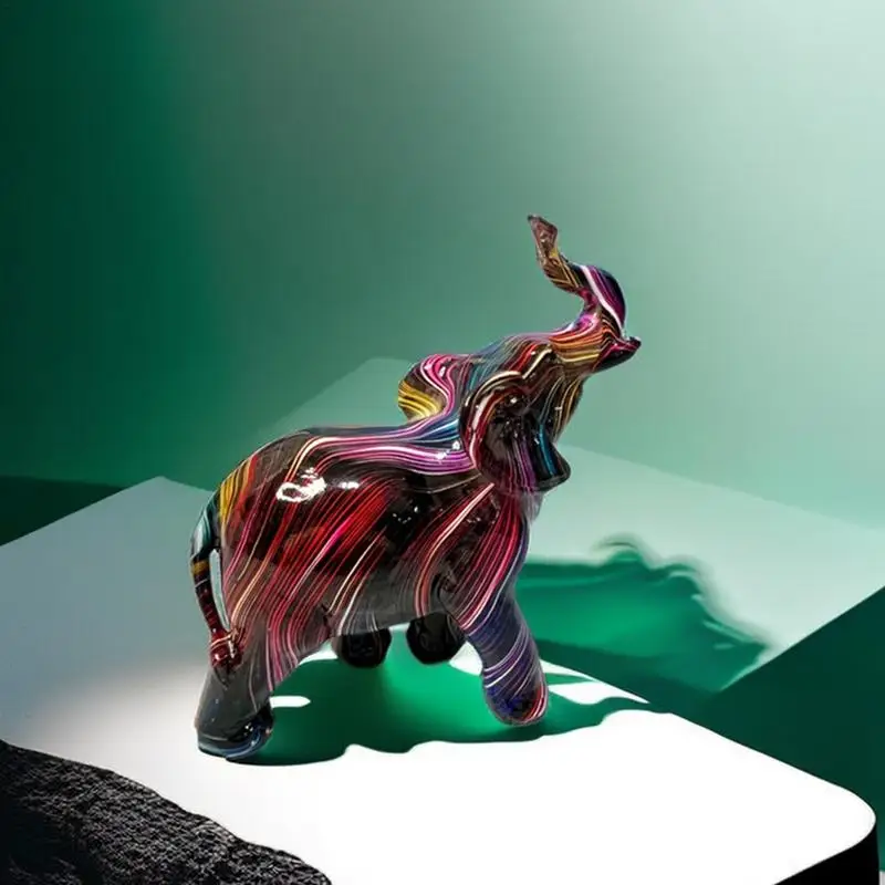 Elephant Ornament Graffiti Elephant Figurines Resin Colorful Large Elephant Statue Home Decor Sculpture Art Elephant Statues