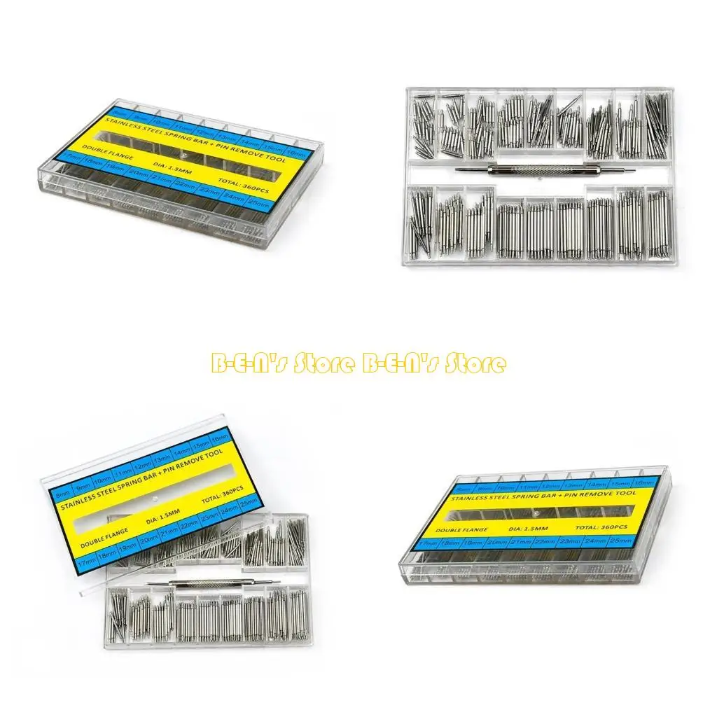 

Y1AD Comprehensive 360Pcs Watch Band Link Pins Set with Spring Bar Removal Tool for DIY Watch Repairs Replacement