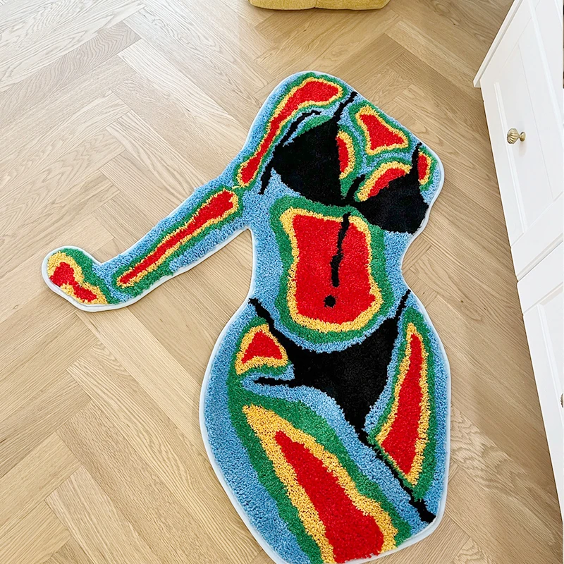 Colorful Female Body Shape Tufted Rug Aesthetic Home Warm Decor Carpet Plush Fluffy Soft Multiple Color Home Decor Living Room