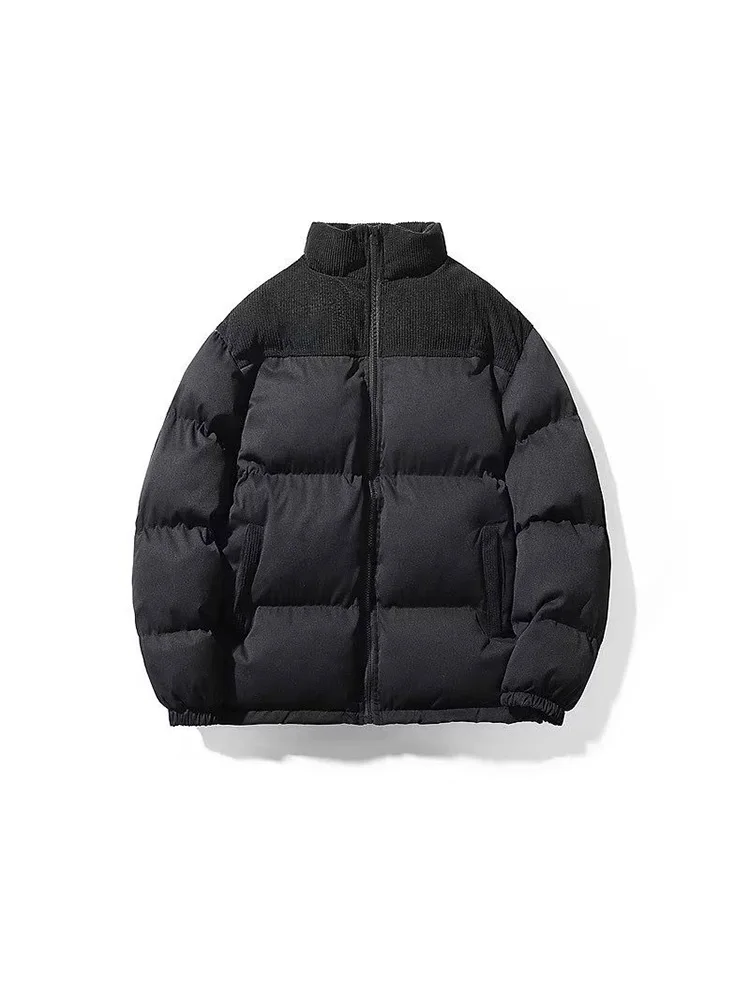 Giacca imbottita ricamata Patchwork di velluto a coste moda stile coreano inverno nuovo cappotto con cerniera caldo ispessito allentato Casual da uomo