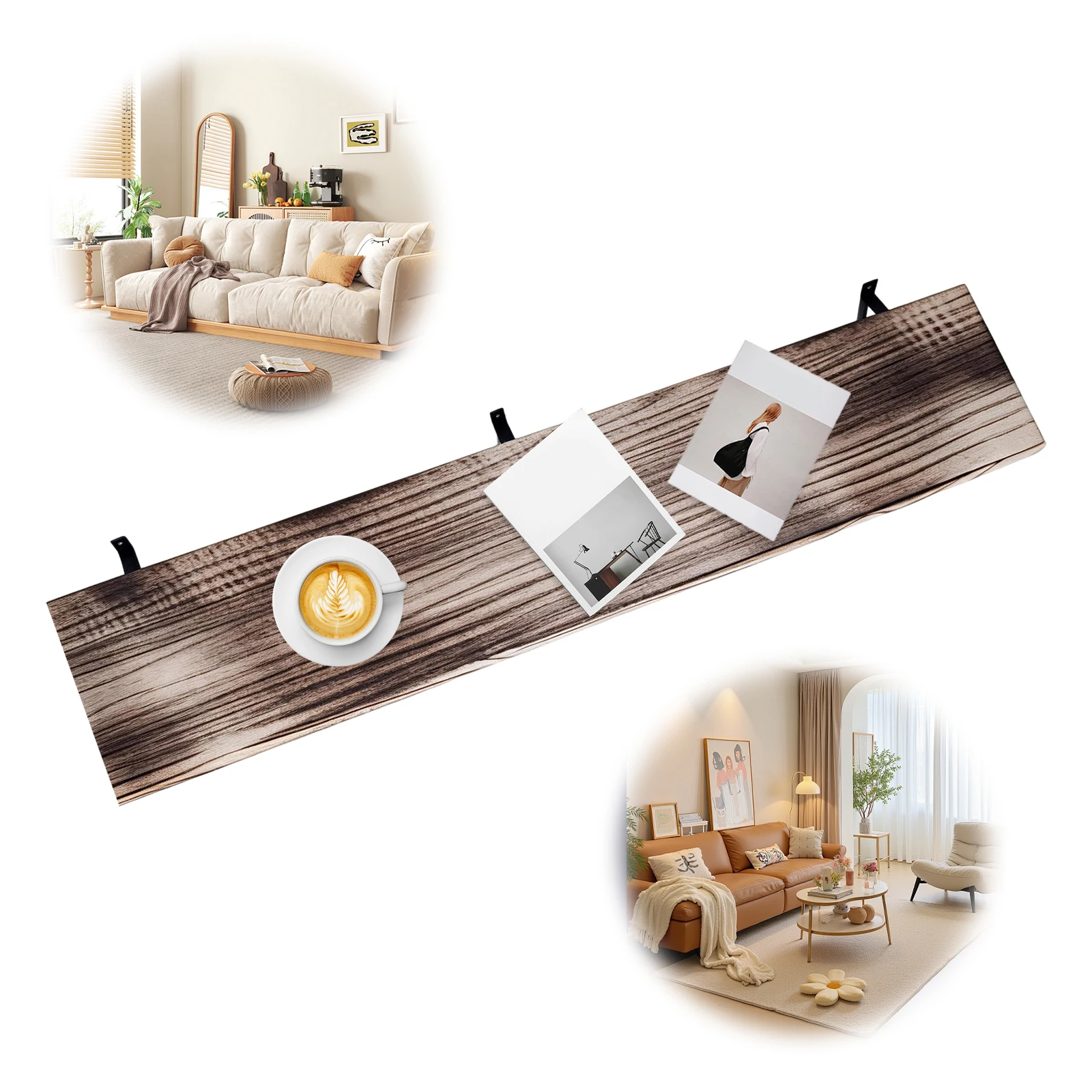 

5-уровневая длинная плавающая полка с металлическими кронштейнами, настенная книжная полка 72.05x11.81x7.87 дюймов, подходит для кухни, ванной комнаты, кофейни