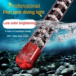 Groot aquariumlicht 110V-240V Ultragroothoek 240 °   Vijf rijen LED T12 duiklamp voor wateromgevingen