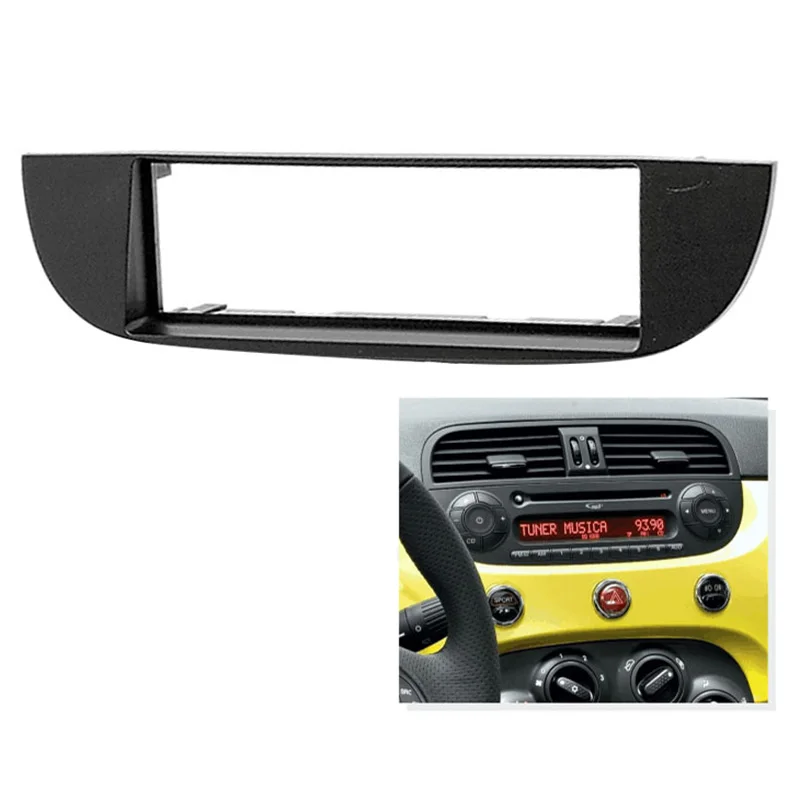 One Din Car Dvd/Cd Radio Stereo Fascia Panel Frame Adapter Dash Kit for Fiat (500) 2007-2015 Cd Trim Install Frame Kit