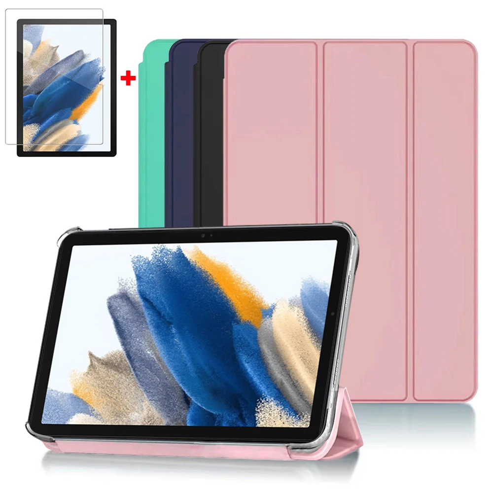 Cover For Samsung Galaxy Tab A8 A7 Lite 2021 8.7 10.5 X200 X205 T220 Tablet Case PU Leather Smart Sleep Tri-fold Bracket Cover