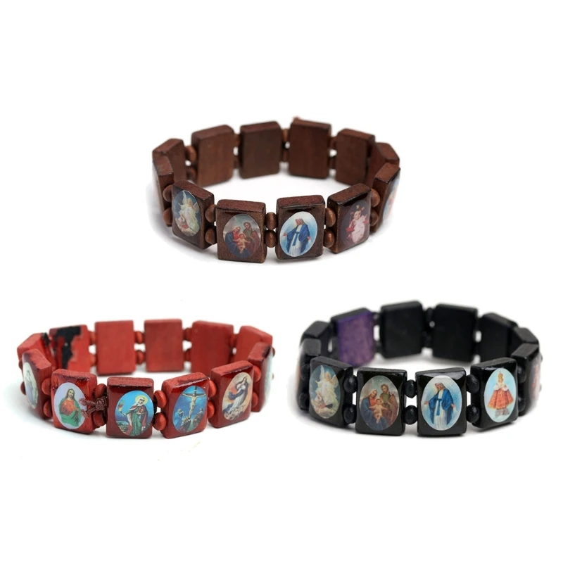 Fashion Stretch Catholic Bracelets Jesus Virgin Mary Religious Unisex Bracelet 3-color Dropship