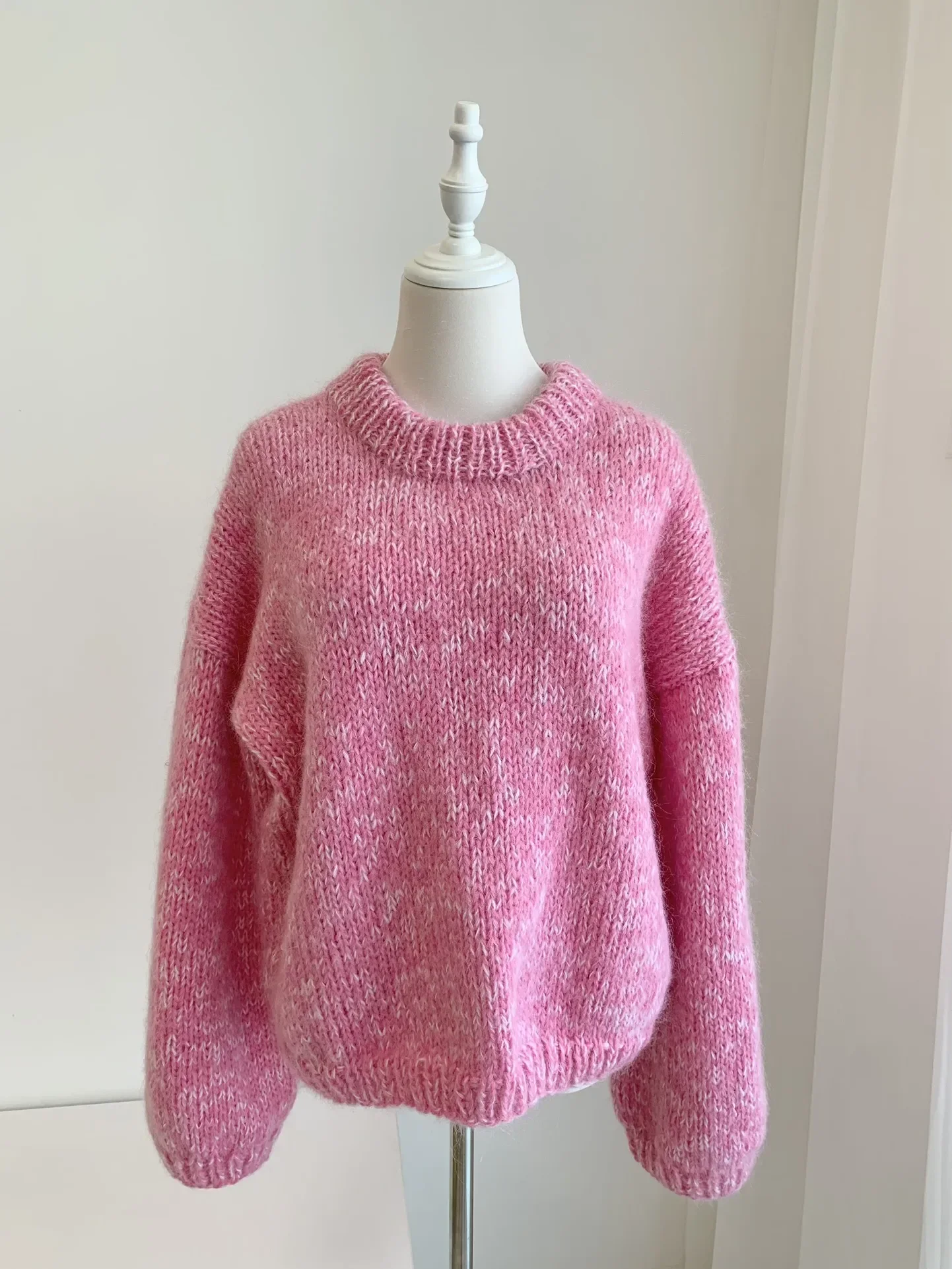 2023 Winter Handwork high quality Pink Long Sleeve Knit Sweater