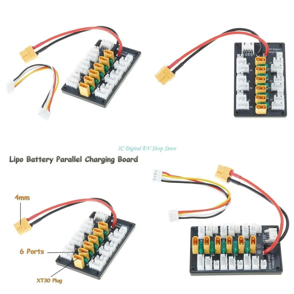 

E74D 6 Port XT30 Battery Parallel Charging Board for Fast Charging of Multiple Batteries in Camping or Hiking Trip