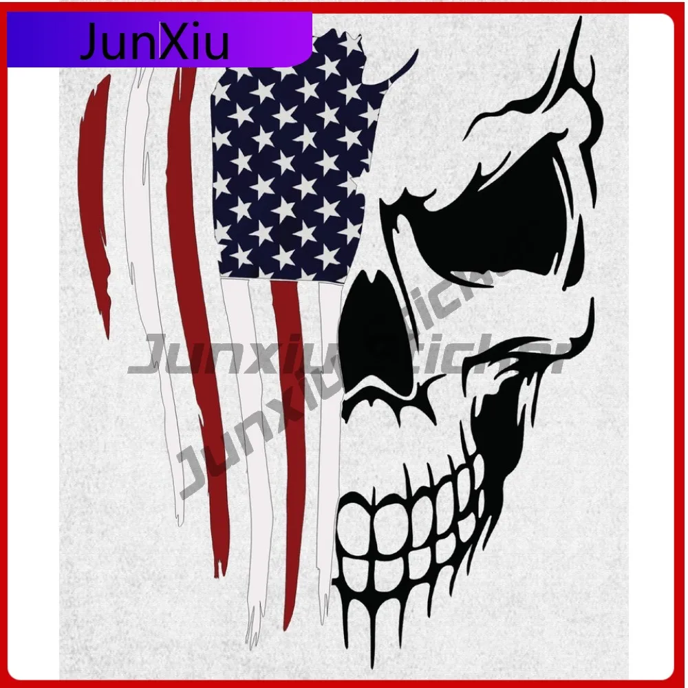 

Skull Tattered American Flag Sticker Usa Skull Decal Vehicle Graphic Waterproof Scratch-proof Suv Motorcycle Bumper Skateboard