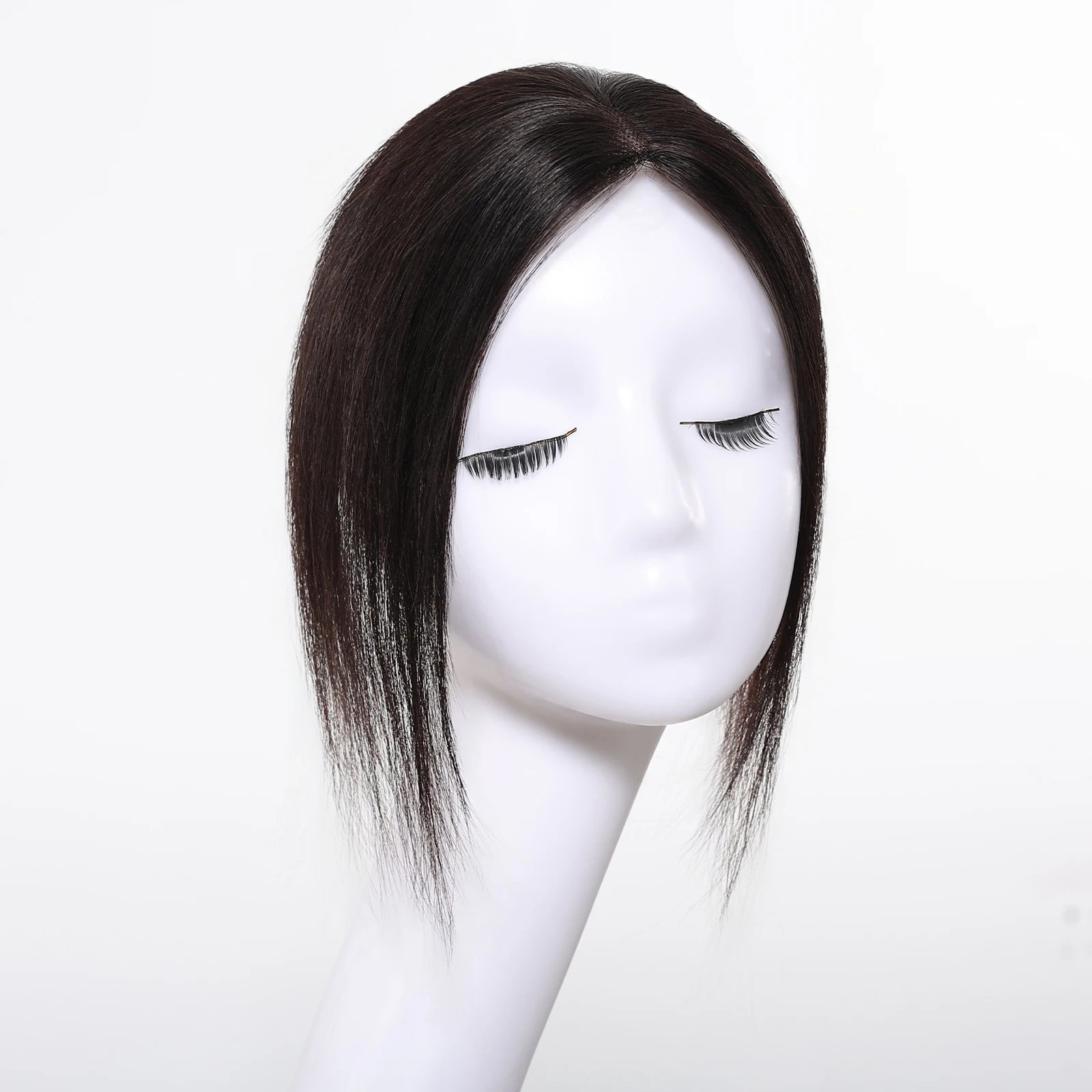 100% Remy Human Hair Topper Black Clip in Hair Extension Middle Part Straight Hair Pieces for Women Daily Use Thin Hair 10 inch
