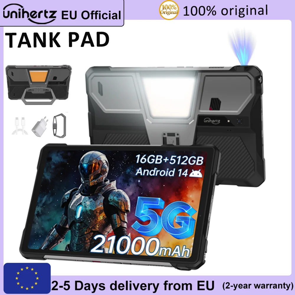 Unihertz 8849 réservoir PAD robuste projecteur tablette Android 5G 21000mAh 16GB + 512GB 120Hz Pad 50MP 10.95 pouces téléphone tablette 2025 IP68