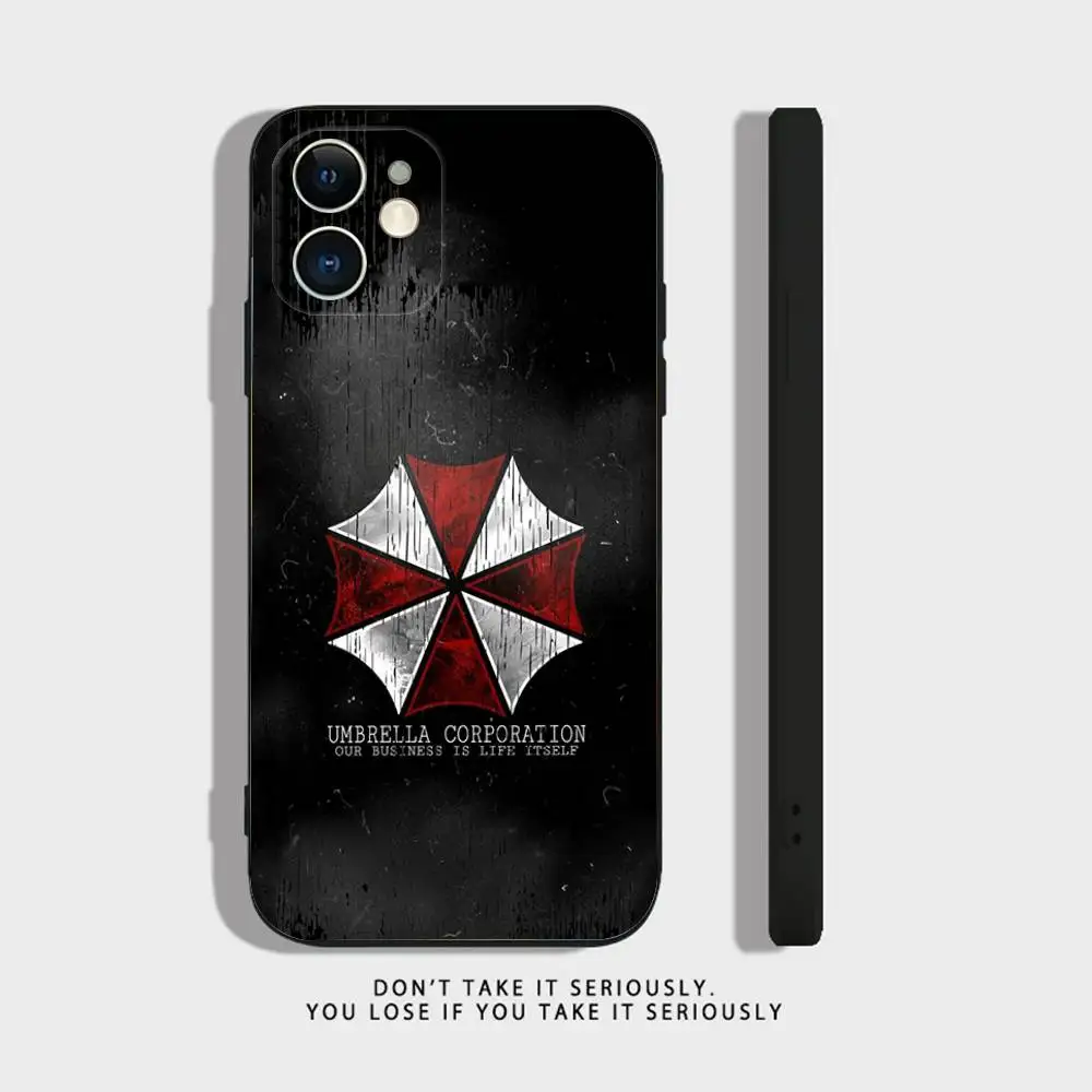حافظة هاتف Umbrella Corporation لهاتف iPhone 16,15,14,13,12,11,Pro,X,XS,Max,XR,Plus,Mini Soft Silicone Black مقاومة للصدمات من مادة TPU