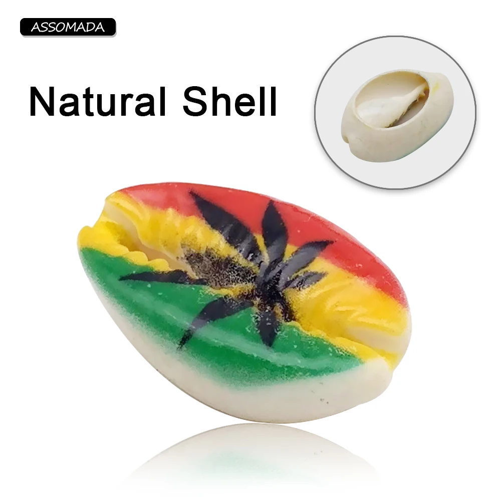 Flag Natural Shell Beads Bracelet Necklace Earring Leaves Pattern Ornament Shell Loose Bead For DIY Jewelry Making Accessories
