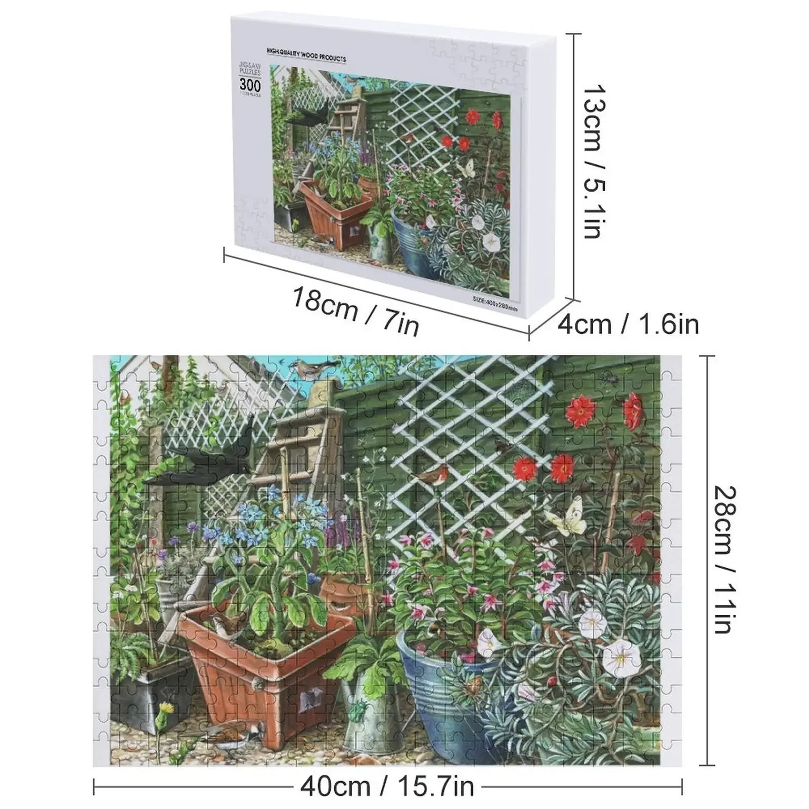 Urban Garden Wildlife Malerei / Puzzle-Design, individuelles Kinder-Geschenk, Holzboxen-Puzzle