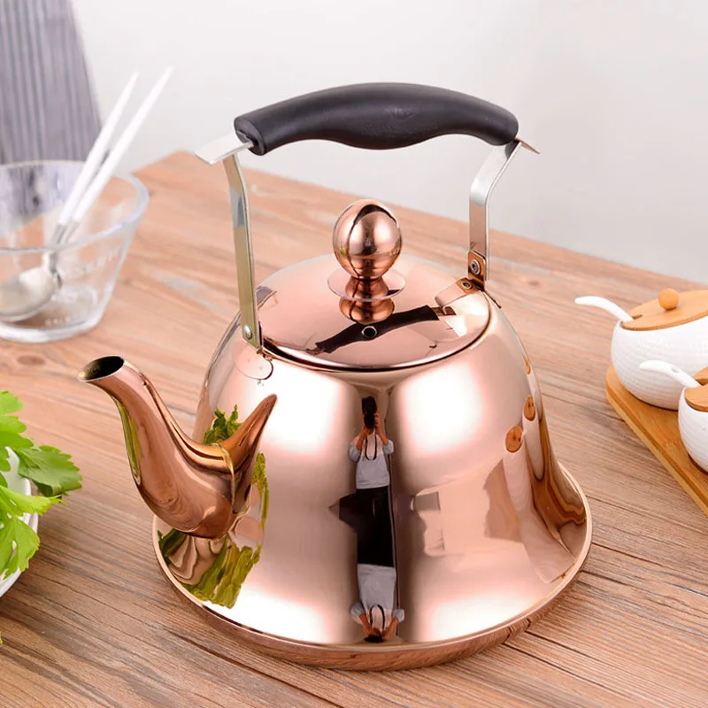 

1L/1.5L/2L High Grade Golden Water Kettle 304 Stainless Steel Teapot Induction Cooker Use Tea Kettle Tea Pot