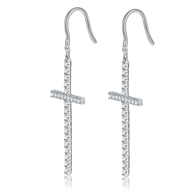 OEVAS-pendientes cruzados de moissanita para mujer, 1,8mm, 100% Plata de Ley 925, diamante, regalo de fiesta de compromiso de boda, joyería fina