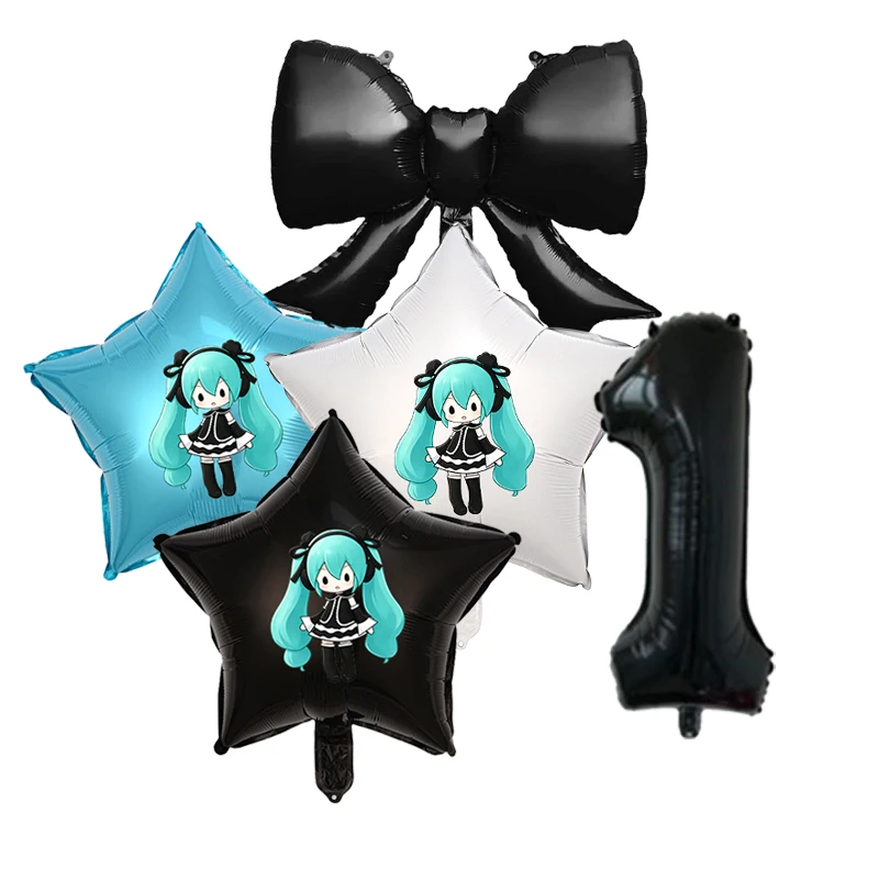 Virtual Idol Hatsune Miku Printed Latex Balloon Kit Helium Supported Decorative Globos for Anime Fan Private Celebration