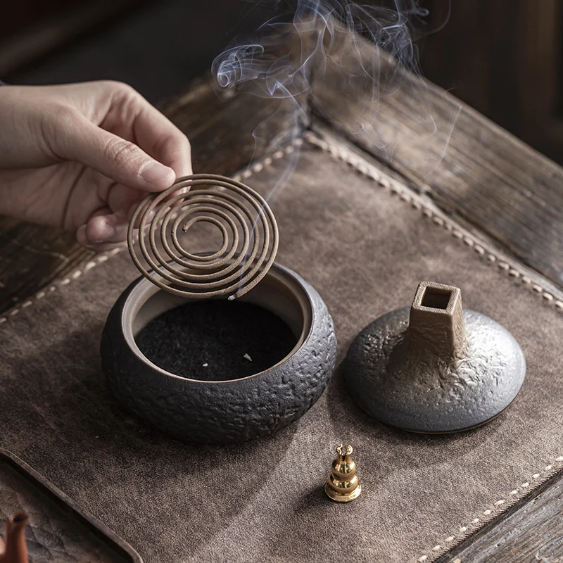 Ceramic Split-type Aromatherapy Stove, Home Indoor Zen Tea Ceremony Decor, Chinese Style Personalized Incense Burner Holder, 1Pc