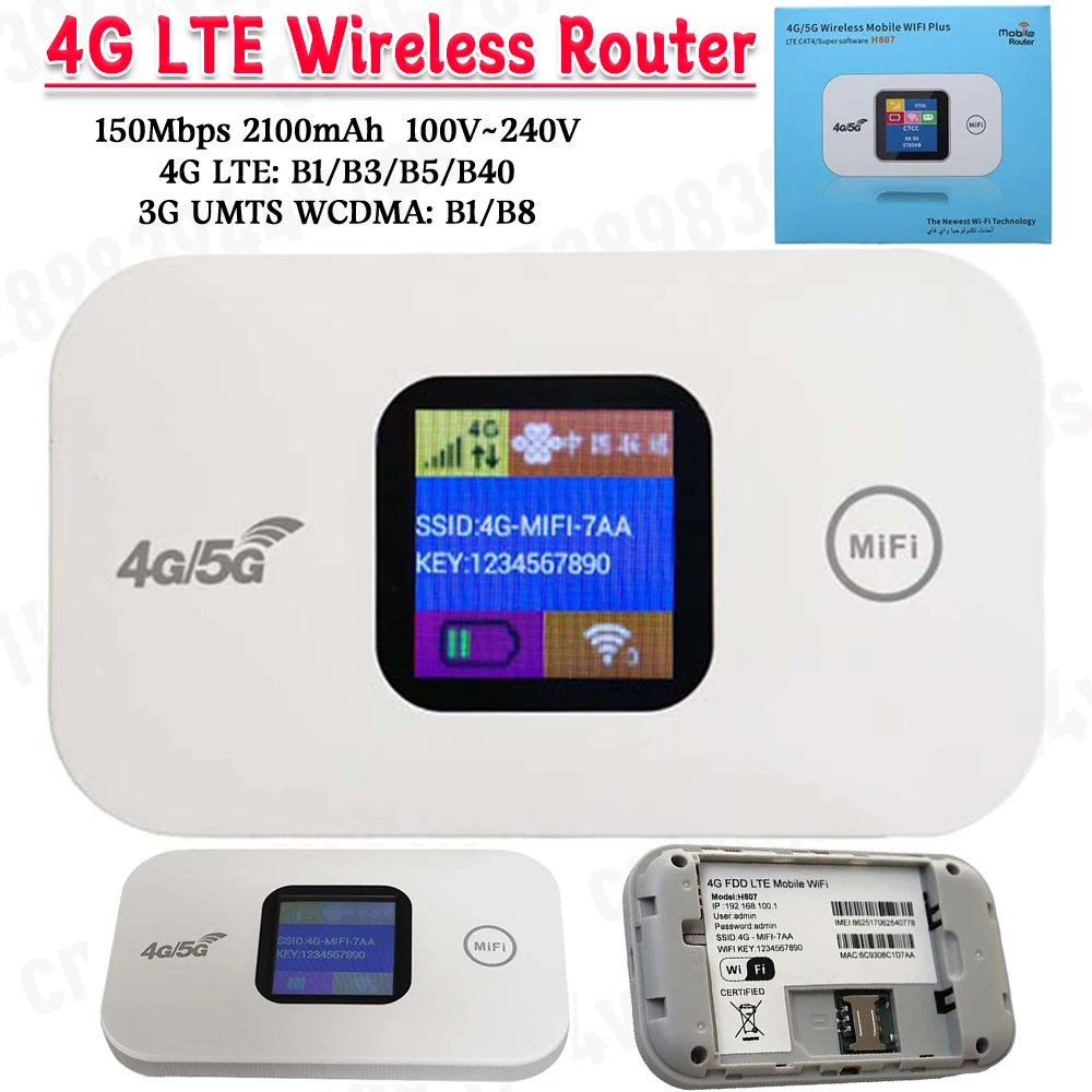 Portable 4G LTE Network Travel Hotspot Device Wireless WiFi 150Mbps Outdoor Hotspot Sim Card Slot 2100mAh WiFi Adapter