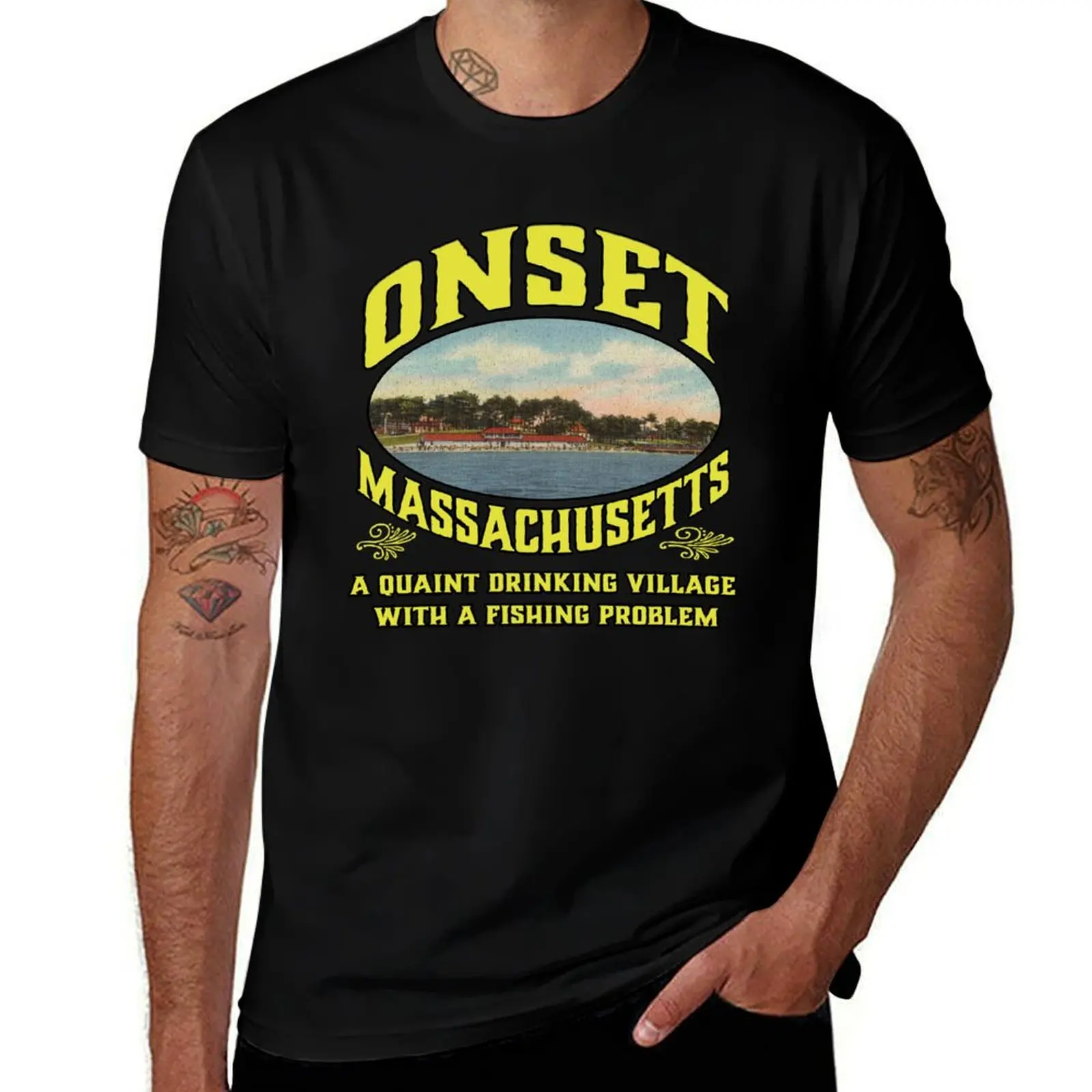 Onset, MA A Quaint Drinking Village with a Fishing Problem T-Shirt street wear vintage t shirts t shirts for men