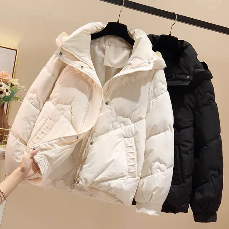 Women's New Hooded Parkas Down Cotton Jacket Female Windproof coat Short American Streetwear Bread Casual Outwear Fashion Winter