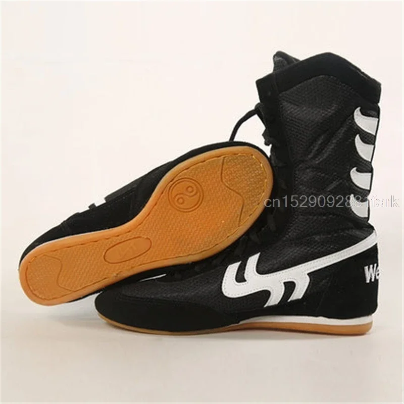 Zapatos de boxeo de lucha libre para hombre y mujer, zapatillas de combate transpirables con suela de músculo de vaca, botas con cordones, talla