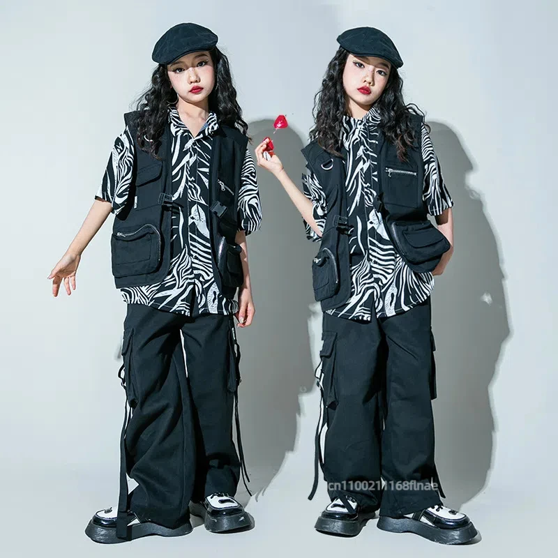 Costumi di danza di strada per bambini, set di strada esplosivi hip-hop per ragazzi alla moda e fantastici, costumi di performance alla moda per bambini