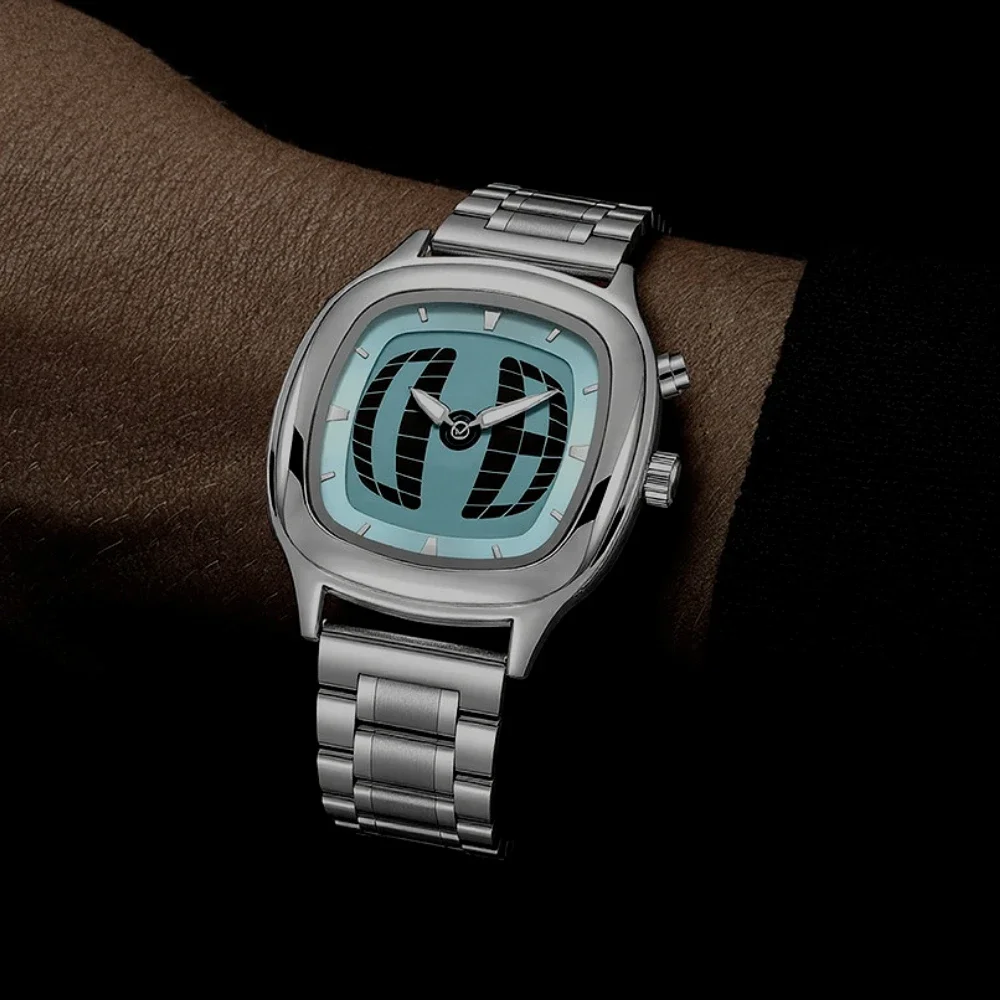 ساعة كوارتز حمراء اللون مربع Y2K مؤشر عدد العرض المزدوج الصلب تخصيص الساعات الساخنة رجال الأعمال تصميم ديناميكي على مدار الساعة