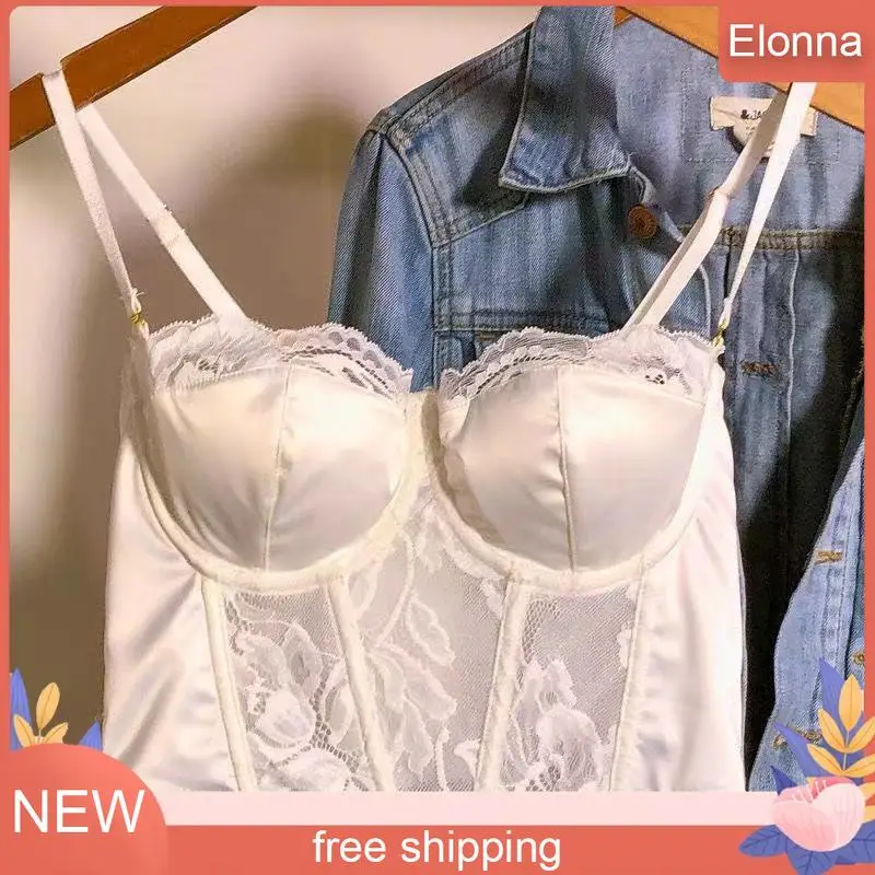

Sexy Lace Mesh Spaghetti Strap Open Back Boned Corset Women Summer Slim Lingerie Bodyshaper Bustier Camisole Halter Vest