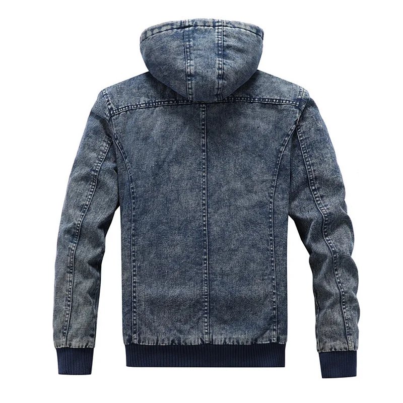 Coats Men Wool Liner Thick Men Blue Winter Jean Jackets Outerwear Warm Hoodies Denim Winter Denim Hooded Jackets for Men MY231