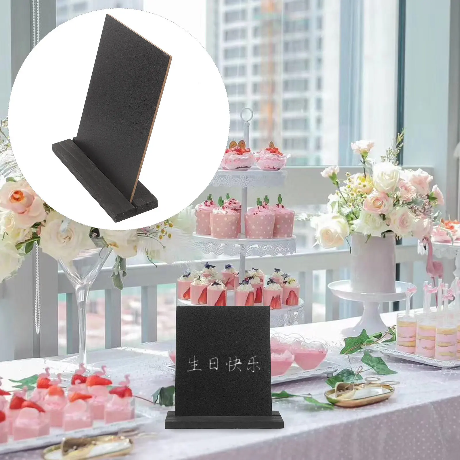 

Набор из 4 мини-досок с подставкой, двусторонние меловые доски для письма, рисования, сообщений, декор для дома, бара, отеля, вывеска