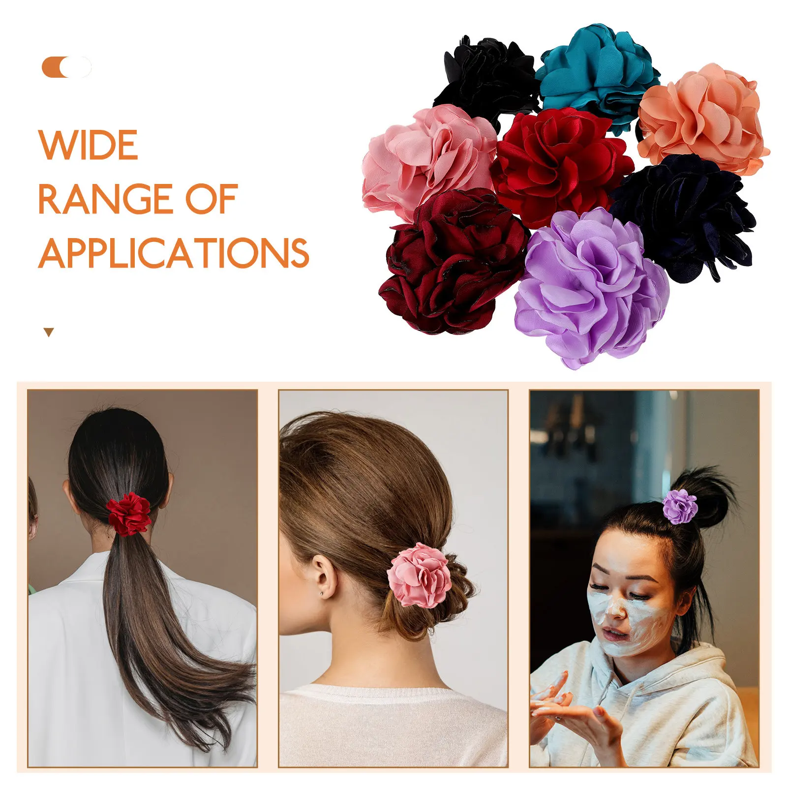 

Набор из 8 искусственных цветочных резинок для волос: нежные эластичные резинки для повседневных и праздничных причесок, аксессуары для хвоста