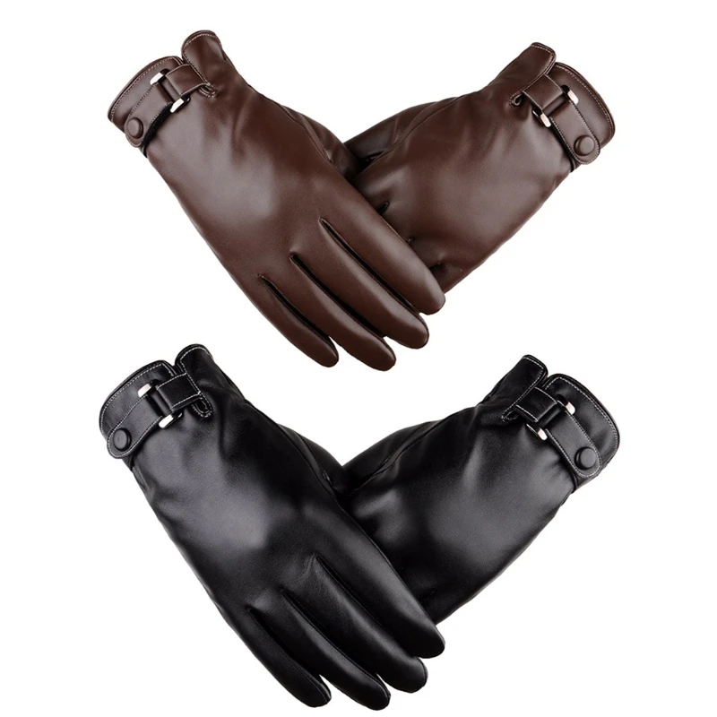 

Driving Full Finger Gloves Leather Touchscreen Gloves Fleece Lining Warm Gloves Winter Warm Gloves for Driving Riding
