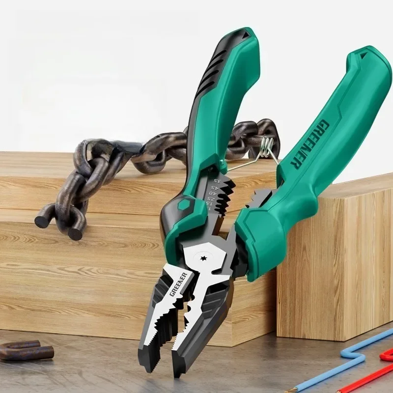 Industrial Multi Function Combination Plier Wire Stripping Cutting Twisting Hand Tool for Electrical Maintenance Household