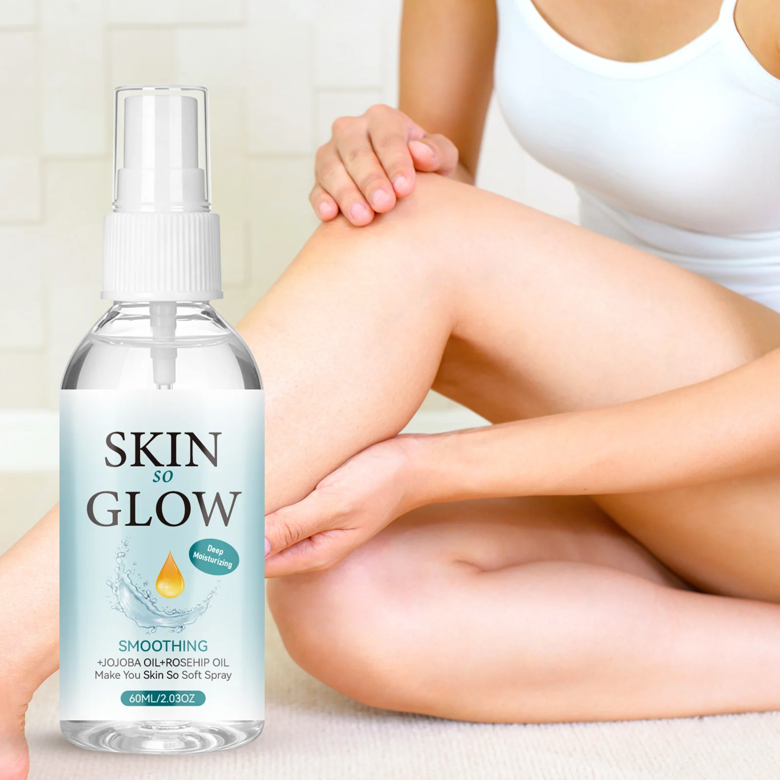 Skin So Glow Smoothing Body Oil Spray 60ml, Jojoba and Rosehip Oil Blend, Deep Moisturizing Body Care Spray, Lightweight Non-Greasy After Shower Skin Care