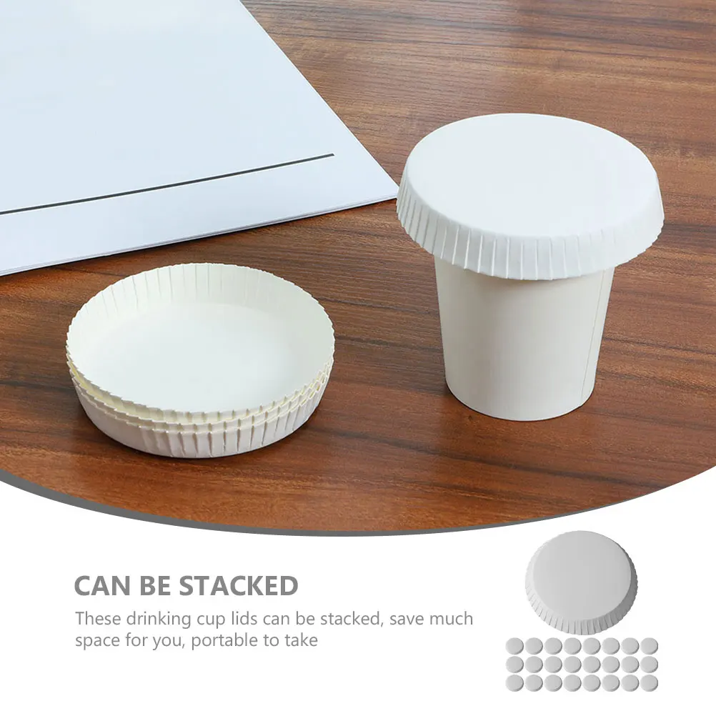 

100Pcs Paper Cup Lids Disposable Coffee Cup Lid Fit Ideal for Beverages At Home Or Business Paper Lids