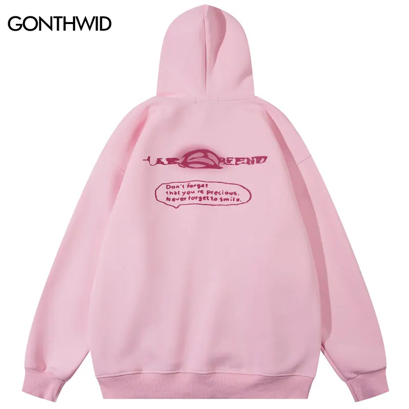 Harajuku Hoodie Streetwear Hip Hop Cartoon Boy Graphic Print Hooded Sweatshirt Y2K Men 2023 Fashion Loose Pullover Hoodies Pink