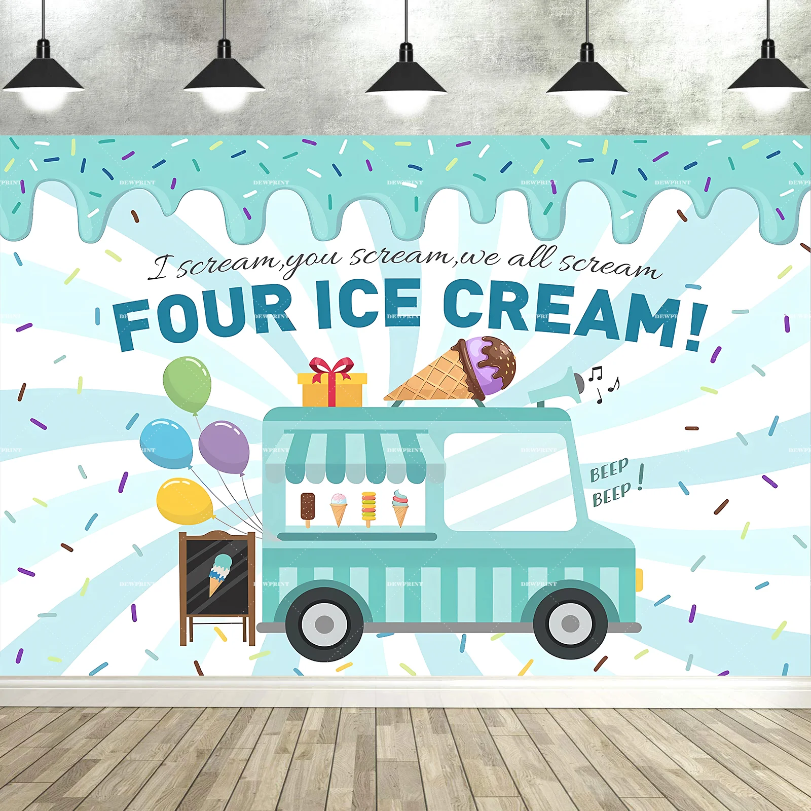 

Ice Cream Parlor Shop Photography Backdrop Summer Ice Cream Theme Beach Ocean Surfboard Ocean Aloha Birthday Party Decoration