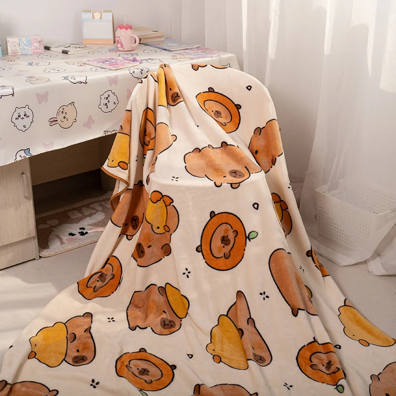 

Comfortable Capybara Warm Blanket Capibaras Capibala Print Pattern Flannel Blanket Sofa Bedroom Blanket Pillowcase Bedspread