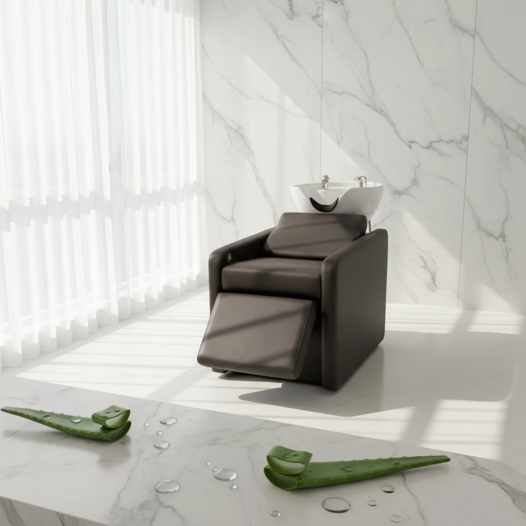 Professional Reclining Shampoo Chair with Hand Shower High Density Foam Stable Base