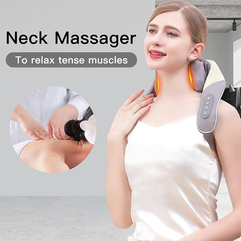 Neck and Shoulder Kneading Massager with Heat Full Body Use Wireless Massage Product Shoulder Massager