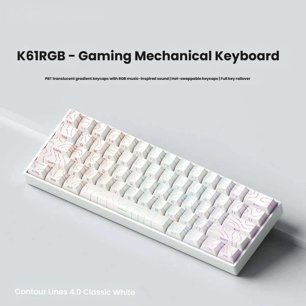 K61 USB Mini Mechanisch Gaming Bedraad toetsenbord Hot-swappable mechanisch toetsenbord Afneembare kabel