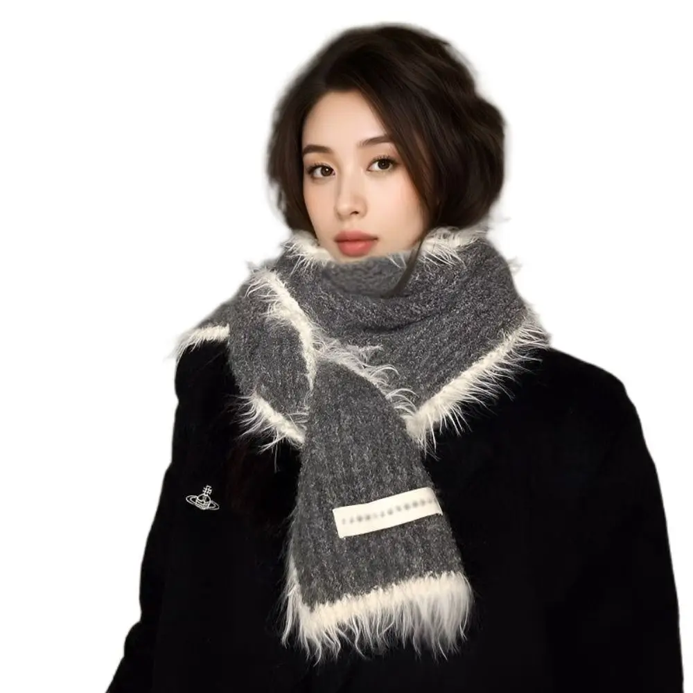 

Vintage Solid Color Long Scarf Thick Soft Long Strip Scarf Wool Blend Winter Fluffy Scarf Outdoor Warm