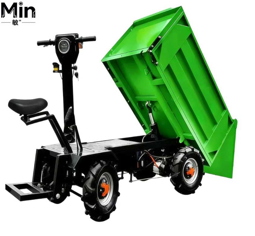 Four Wheeled Hopper Cement Flat Dump Truck Trolley Pure Copper Motor Hydraulic Dump Truck for Construction