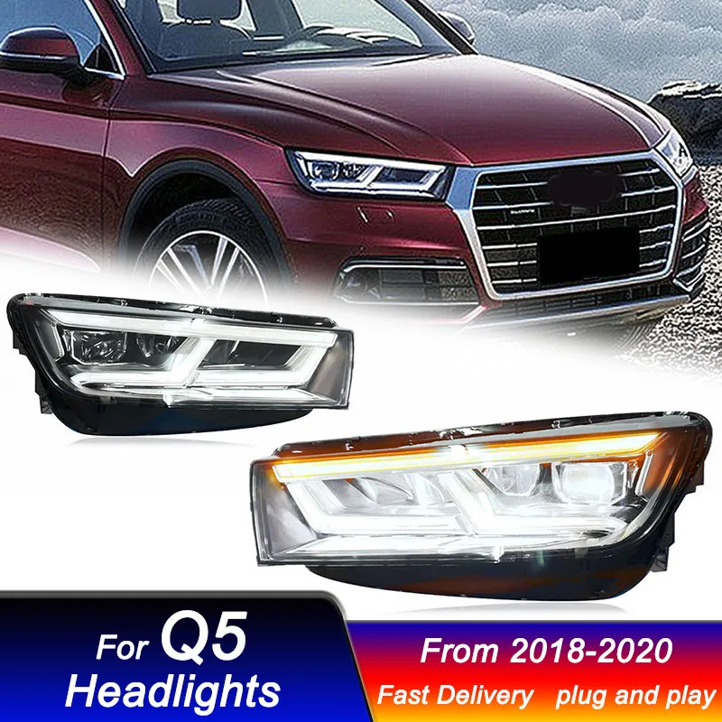 

Car Led Headlights for Audi Q5 2018-2020 to new style full LED DRL Dynamic Signal Head Lamp Bi Xenon Beam Headlamp Accembly