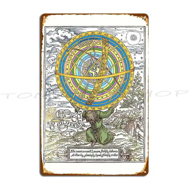 Carte Des Diverses Positions De La Sphere Victorian Armillary Sphere Vintage Astronomy Metal Mural Wall Cave Tin Sign Poster