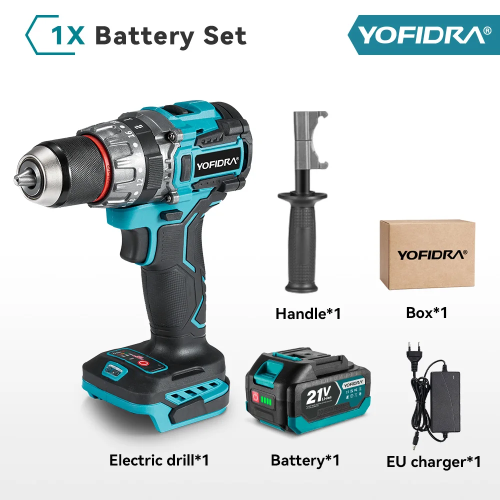 YOFIDRA 13mm 20+3 Torque Brushless Electric Drill Screwdriver Ice Breaking Loose Soil Impact Drill For Makita 18-21V Battery Pin image 3