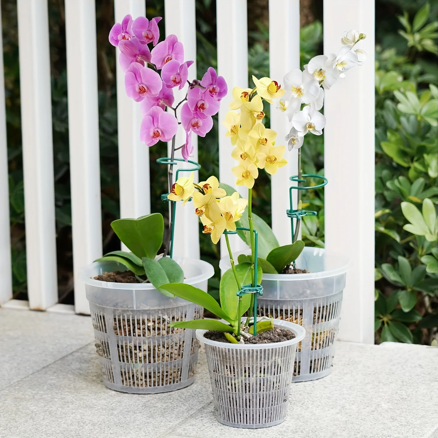 6 Pack Clear Orchid Pots with Drainage Holes, Durable Transparent Plastic Plant Containers for Indoor & Outdoor Gardening Use