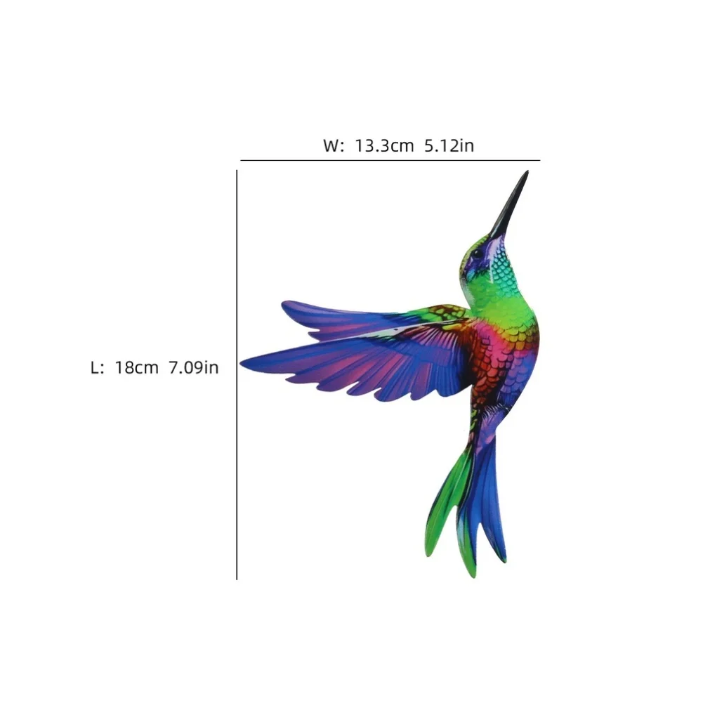 Metal Hummingbird Hanging Decor Set of 4 for Garden Patio Wall Outdoor Living Room Iron Art Black 13.3 cm x 18 cm