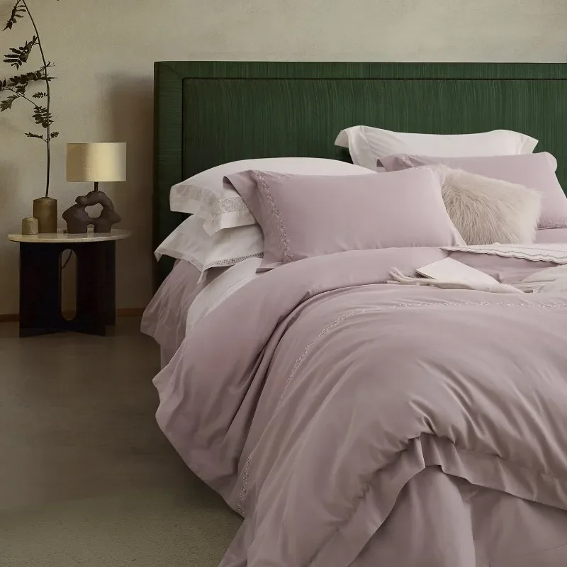 Cotton grinding embroidery four-piece set, thickened autumn and winter bedding four-piece set